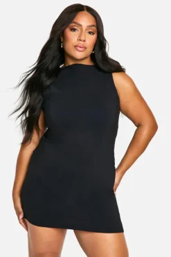 A Line Dresses*boohoo Plus Bengaline A Line Mini Dress black