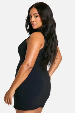 A Line Dresses*boohoo Plus Bengaline A Line Mini Dress black