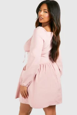 Skater Dresses*boohoo Plus Bengaline Milkmaid Corest Skater Dress rose