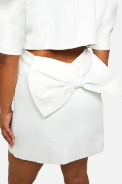 Blazer Dresses*boohoo Plus Bow Detail Puff Sleeve Blazer Dress white
