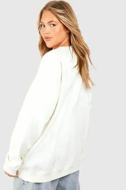 Sweatshirts|Hoodies & Sweatshirts*boohoo Plus Brooklyn Applique Oversized Sweatshirt ecru