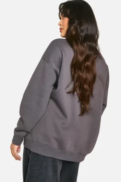 Sweatshirts|Hoodies & Sweatshirts*boohoo Plus Brooklyn Applique Sweatshirt charcoal