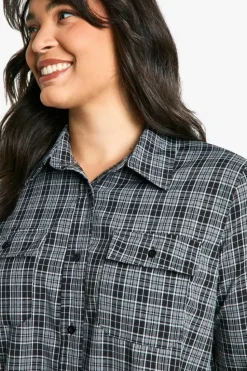 Shirt Dresses*boohoo Plus Brushed Check Shirt Dress black