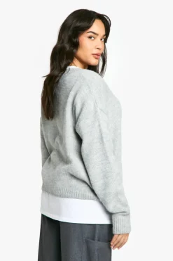 Cardigans*boohoo Plus Brushed oversized Cardigan light grey