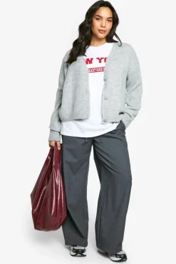 Cardigans*boohoo Plus Brushed oversized Cardigan light grey