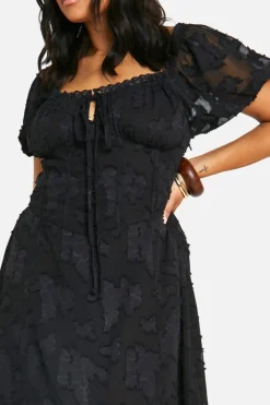 Smock Dresses|Midi Dresses*boohoo Plus Burnout Milkmaid Midi Dress black