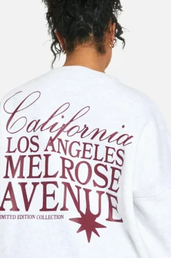Sweatshirts|Hoodies & Sweatshirts*boohoo Plus California Slogan Back Print Oversized Sweatshirt ash grey