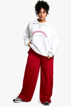 Sweatshirts|Hoodies & Sweatshirts*boohoo Plus Champ-Elysees Half Zip Sweatshirt ecru