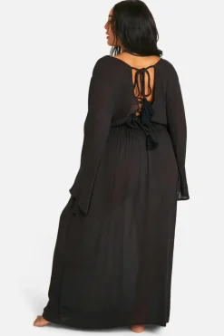 Smock Dresses*boohoo Plus Cheesecloth Batwing Maxi Dress black