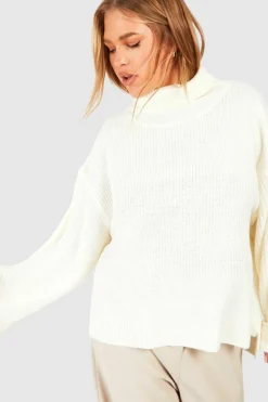 Oversized Jumpers|Jumpers*boohoo Plus Chunky Roll Neck Oversized Jumper oatmeal