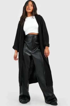 Cardigans|Knitwear*boohoo Plus Cocoon Oversized Rib Knit Cardigan black