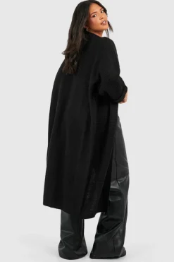 Cardigans|Knitwear*boohoo Plus Cocoon Oversized Rib Knit Cardigan black