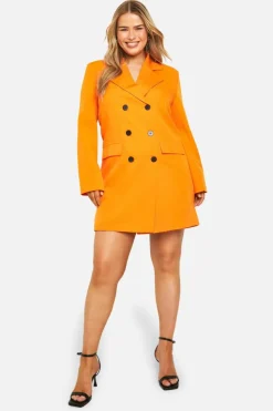 Blazer Dresses*boohoo Plus Contrast Button Blazer Dress orange