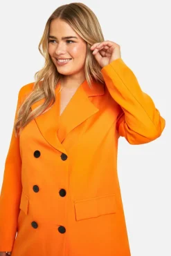 Blazer Dresses*boohoo Plus Contrast Button Blazer Dress orange