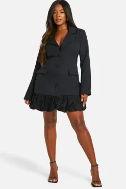 Blazer Dresses*boohoo Plus Contrast Puff Ball Blazer Dress black