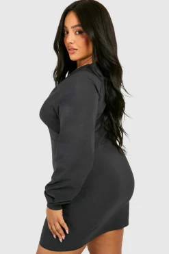 Bodycon Dresses*boohoo Plus Corset Detail Bodycon Mini Dress charcoal
