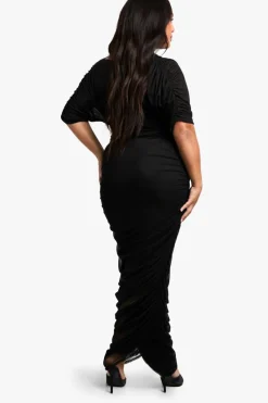 Bodycon Dresses*boohoo Plus Cowl Neck Ruched Midaxi Dress black