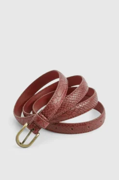 Belts*boohoo PLUS CROC SKINNY BELT berry