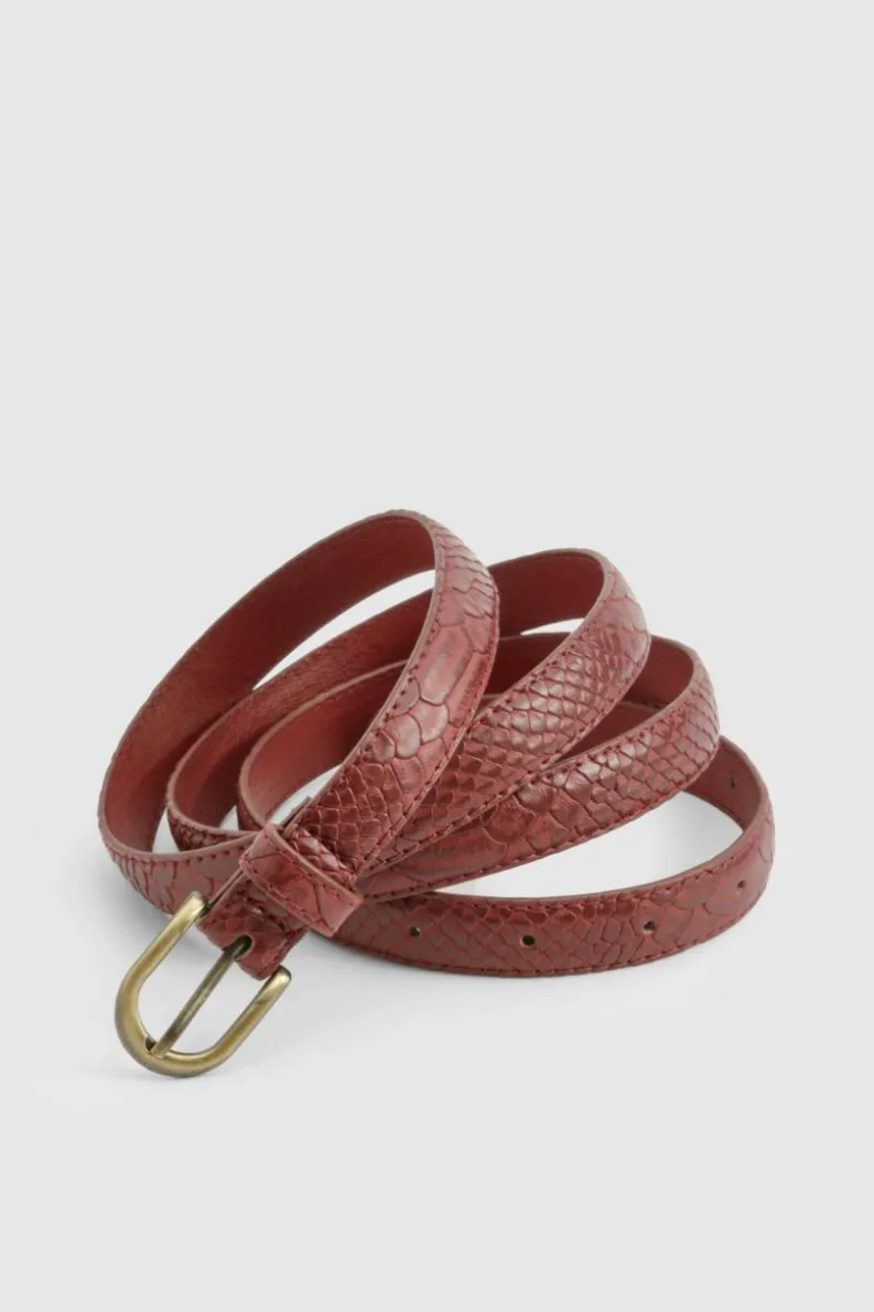 Belts*boohoo PLUS CROC SKINNY BELT berry