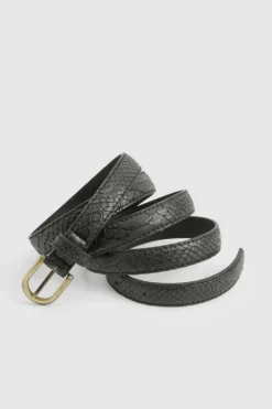 Belts*boohoo PLUS CROC SKINNY BELT black