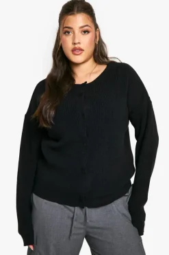 Cardigans|Jumpers & Cardigans*boohoo Plus Cropped Knitted Cardigan black