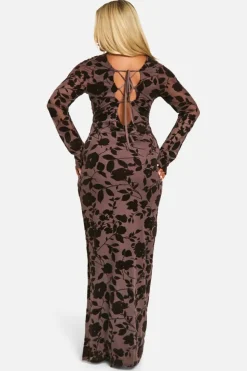 Bodycon Dresses|Maxi Dresses*boohoo Plus Devore Low Back Column Maxi Dress chocolate