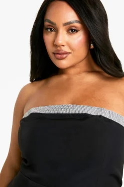 Skater Dresses*boohoo Plus Diamante Trim Skater Mini Dress black