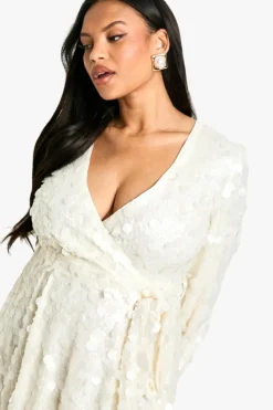 Skater Dresses|Mini Dresses*boohoo Plus Disc Sequin Skater Dress white
