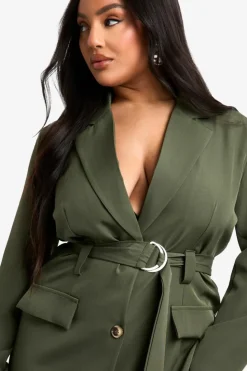 Blazer Dresses|Suits & Tailoring*boohoo Plus D-ring Utility Blazer Dress khaki
