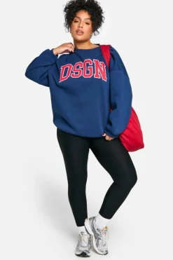 Sweatshirts|Hoodies & Sweatshirts*boohoo Plus DSGN Applique Sweatshirt navy