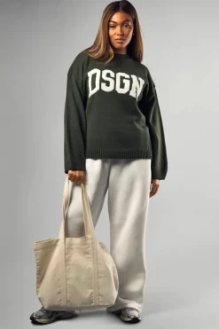 Jumpers*boohoo Plus DSGN Crew Neck Knitted Jumper khaki