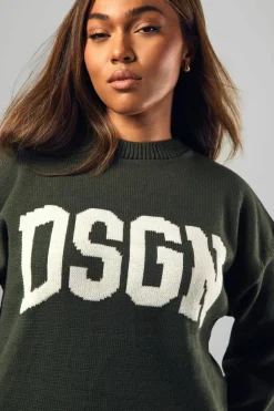 Jumpers*boohoo Plus DSGN Crew Neck Knitted Jumper khaki