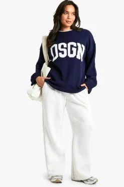 Jumpers|Up To 80% Off Winter Warmers*boohoo Plus DSGN Crew Neck Knitted Jumper navy