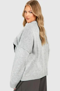 Jumpers|Dsgn Studio*boohoo Plus Dsgn Knitted Crew Neck Jumper light grey