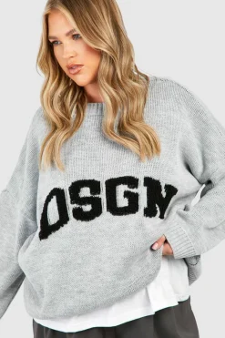 Jumpers|Dsgn Studio*boohoo Plus Dsgn Knitted Crew Neck Jumper light grey