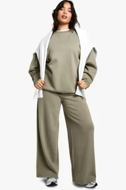 Sweatshirts|Hoodies & Sweatshirts*boohoo Plus Dsgn Studio Embroidered Oversized Sweatshirt khaki
