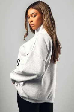 Sweatshirts|Dsgn Studio*boohoo Plus Dsgn Studio Script Half Zip Sweatshirt ash grey