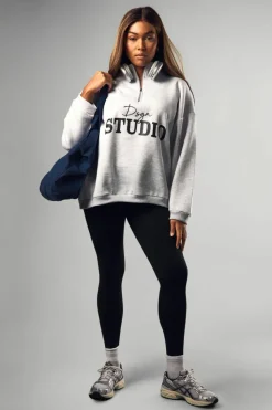 Sweatshirts|Dsgn Studio*boohoo Plus Dsgn Studio Script Half Zip Sweatshirt ash grey