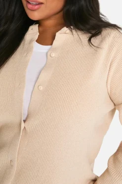 Cardigans*boohoo Plus Fine Gauge Crew Neck Cardigan butter