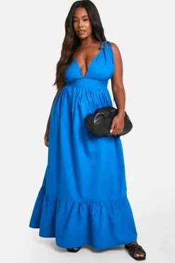 Smock Dresses*boohoo Plus Floral Cotton Tiered Maxi Dress blue