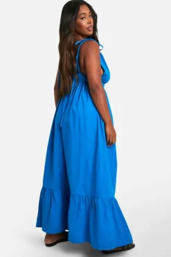 Smock Dresses*boohoo Plus Floral Cotton Tiered Maxi Dress blue