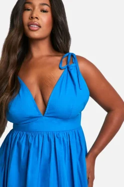 Smock Dresses*boohoo Plus Floral Cotton Tiered Maxi Dress blue