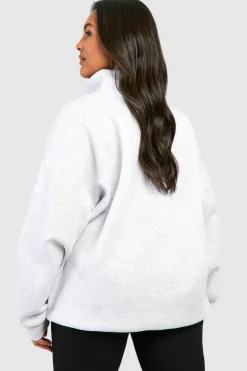 Sweatshirts|Athleisure*boohoo Plus Florida Varsity Half Zip ash grey