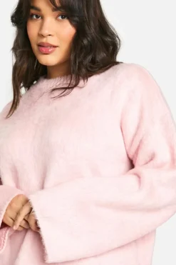 Jumpers|Jumpers & Cardigans*boohoo Plus Fluffy Knit Jumper baby pink