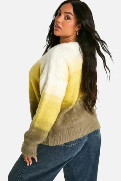 Cardigans|Jumpers & Cardigans*boohoo Plus Fluffy Ombre Knit Cardigan olive