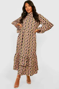 Shirt Dresses*boohoo Plus Frill Detail Midaxi Shirt Dress black