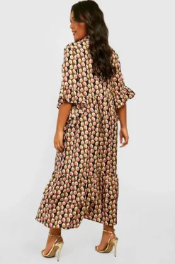 Shirt Dresses*boohoo Plus Frill Detail Midaxi Shirt Dress black