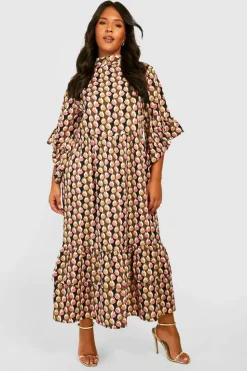 Shirt Dresses*boohoo Plus Frill Detail Midaxi Shirt Dress black