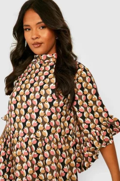 Shirt Dresses*boohoo Plus Frill Detail Midaxi Shirt Dress black