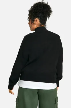 Jumpers*boohoo Plus Half Zip Neck Collared Jumper black